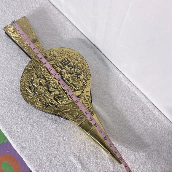 Vintage Antique Brass W Leather & Wood Decorative Bellows - Picture 16 of 16